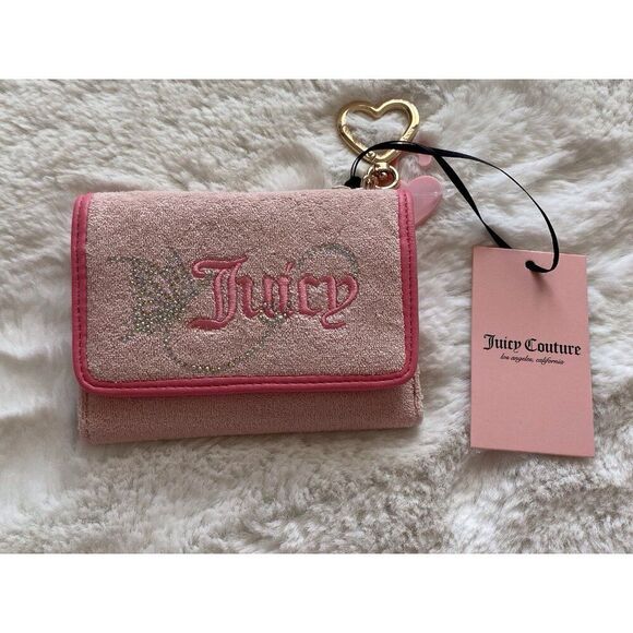 Juicy Couture Wing It Double Sided Trifold Wallet Pink Diamond Butterfly NEW - Picture 1 of 11